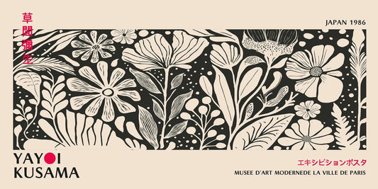 Tableau Japonais Fleur Noir